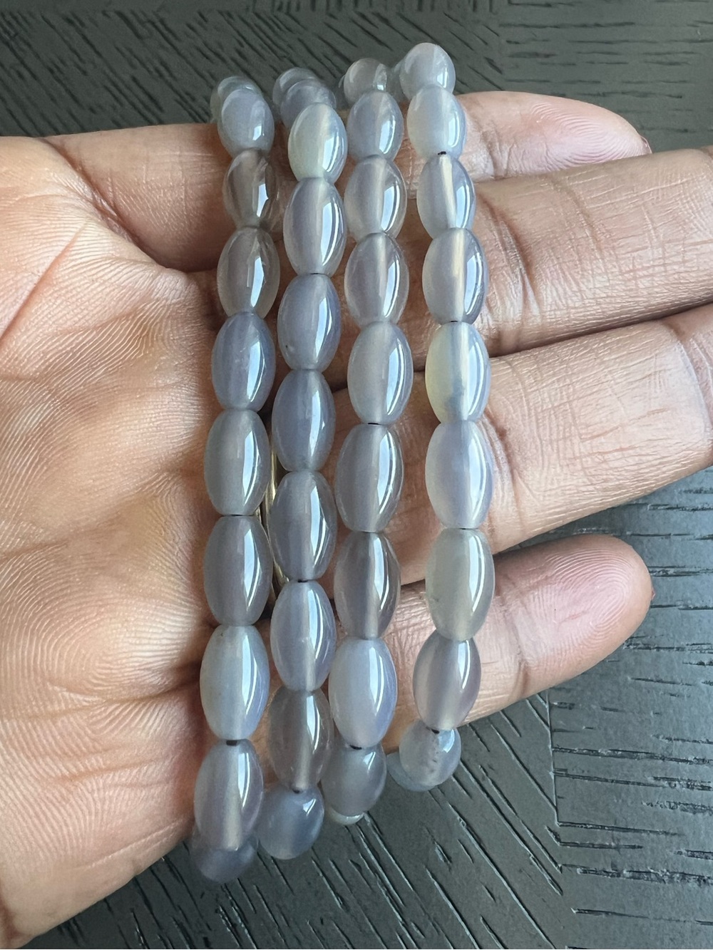 Rice shape grey agate bracelet 5-6mm SIZE 6.5-7.25’ (ONE )